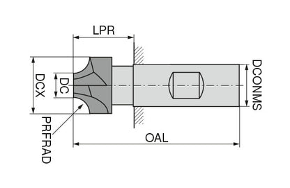 Ceratizit N.VR.1,0.8,0.Z4.HB.KK CoreLine - Quarter-round Profile Milling Cutter HSS-E Co 5, Concave - 50248010 (0769251)