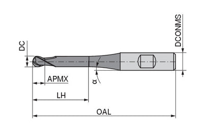 Ceratizit 3A0281-20000.0260.R02.R10000.HA.B550 Ball Nosed Cutter 50906203 (0774514)