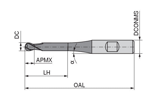 Ceratizit 3A0281-06000.0100.R02.R03000.HA.B550 Ball Nosed Cutter 50906064 (0774496)