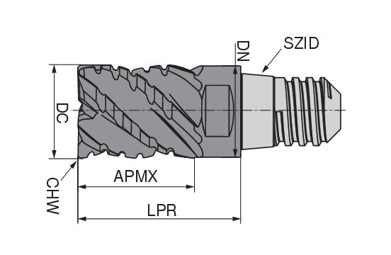 Ceratizit MUC-N.SS.16,0.45°.Z5.KLG12 TI1100 CoreLine Roughing-finishing Milling Cutters MultiChange NF 52862160 (0771355)