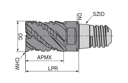 Ceratizit MUC-N.SS.16,0.45°.Z5.KLG12 TI1100 CoreLine Roughing-finishing Milling Cutters MultiChange NF 52862160 (0771355)