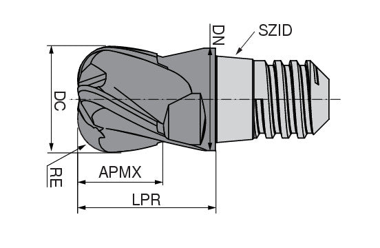 Ceratizit MUC-N.TO.12,0.30°.Z4.R4,0.KLG10 TI1100 CoreLine Torus Cutters MultiChange 52865124 (0771372)