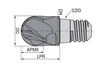 Ceratizit MUC-N.RD.20,0.30°.Z4.KLG16 TI1100 CoreLine Ball-nosed End Mills MultiChange 52866200 (0771380)