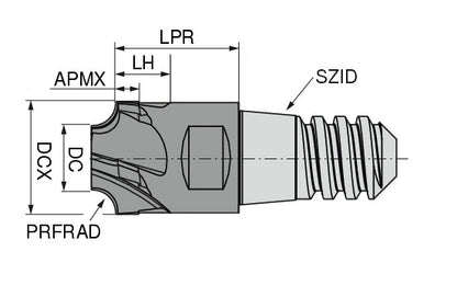 Ceratizit MUC-N.VR.10,0.20°.Z4.R1,5.KLG8 TI1100 CoreLine Quarter Round Milling Cutters MultiChange 52869100 (0771392)