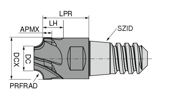 Ceratizit MUC-N.VR.16,0.20°.Z4.R4,5.KLG12 TI1100 MultiChange Quarter-round Milling Cutter 52869161 (0771398)