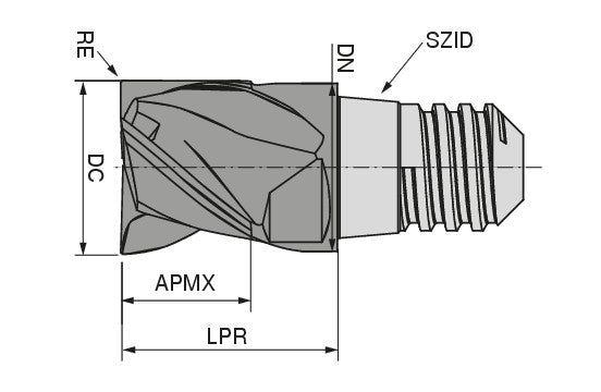 Ceratizit MUC.PCR-ALU.H-SA.12,0.41°.Z4.KLG10 DLC MultiChange End Mill 5287212000 (0771417)