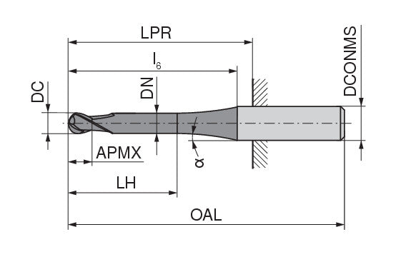 Ceratizit H.RD.12,0.30°.Z2.HA.EL100 TI2000 BlueLine - Ball Nosed Cutter 52258120 (0649991)