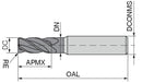 Ceratizit 3D0007-10000.30000.R04.R00900.HA.C95 OptiLine End Milling Cutter With Corner Radius 5900291130 (0722806)