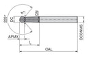 Ceratizit N.KG.8,0.30°.Z2.HA.EL100 TI1000 Ball Nosed Cutter 220° 52323080 (0764954)