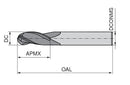 Ceratizit W.KFRD.3,0.Z3.HA.ML TI40 Ball Nosed Cutter For Plastics 50947030 (0770215)