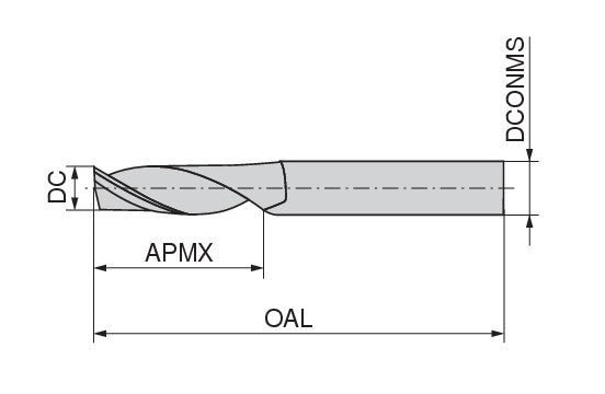 Ceratizit W.KF.5,0/6,0.25°.Z1.R/R.HA.K16 Single Flute Cutter 50610052 (0764609)