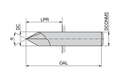 Ceratizit W.EF.4,0.90°.Z4.HA.50 K20 AluLine - NC deburring Cutter - 5366404000 (0766035)
