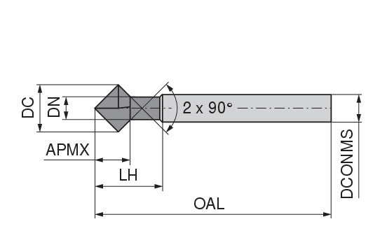 Ceratizit N.EF.4,0.0°.Z4.HA TI1000 SOLID CARBIDE NC DEBURRING CUTTER 5215904000 (0728417)