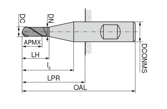 Ceratizit N.RD.18,0.30°.Z2.HB.L CoreLine - Ball Nosed End Milling Cutter HSS-E Co - 50321180 (0769310)