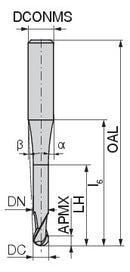 Ceratizit W.RD.0,5.30°.Z2.HA.L Ball Nosed Cutter 52718005 (0770959)