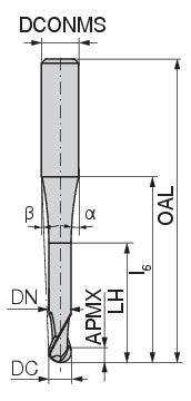Ceratizit W.RD.1,5.30°.Z2.HA.L Ball Nosed Cutter 52718015 (0770961)