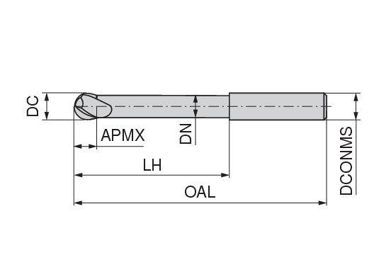 Ceratizit N.RD.6,0/6,0.30°.Z2.HA.EL CoreLine - Ball-nosed End Mills - 52320060 (0764938)