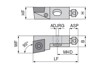 Ceratizit SHORT CLAMP HOLDER UKS8-CCMT060204 CoreLine Clamping 90° 6283311890 (0756320)