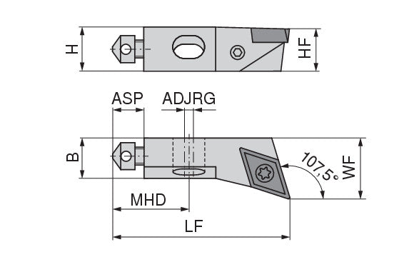 Ceratizit SHORT CLAMP HOLDER UKS10-8C1-107-L CoreLine Clamping 107.5° DO.T 6283520276 (0756301)