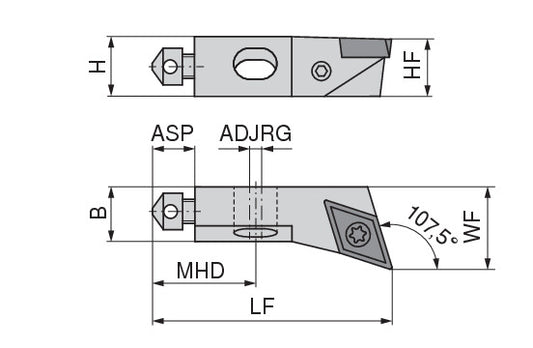 Ceratizit T CLAMP HOLDER UKS16-8C2-107L CoreLine Short Clamping 107.5° DO.T 6283520376 (0756302) [SKU:6283520376]