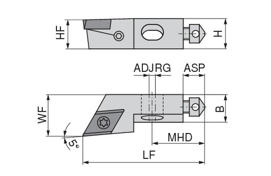 Ceratizit SHORT CLAMP HOLDER UKS16-8C2-5-R CoreLine Clamping 5° DO.T 6283510305 (0756317) [SKU:6283510305]