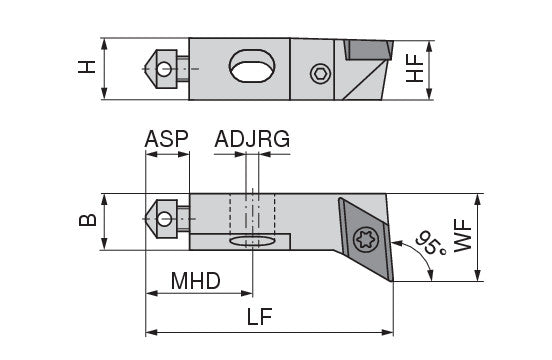Ceratizit SHORT CLAMP HOLDER UKS16-8C2-95-L CoreLine Clamping 95° DO.T 6283520395 (0756304)