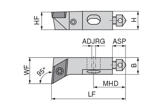 Ceratizit SHORT CLAMP HOLDER UKS8-8C1-95-R CoreLine Clamping 95° DO.T 6283510295 (0756315) [SKU:6283510295]
