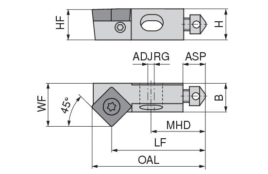Ceratizit SHORT CLAMP HOLDER UKS10-SOEX07T3-45R CoreLine Clamping 45° 6283712145 (0756323)