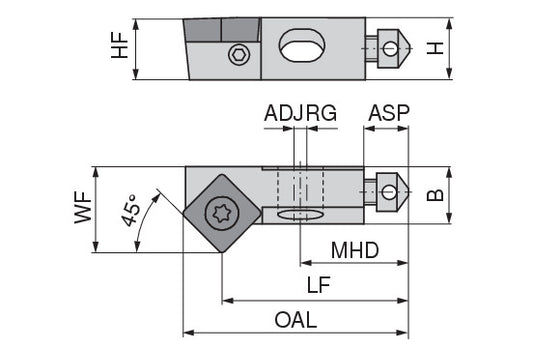 Ceratizit SHORT CLAMP HOLDER UKS10-SOEX07T3-45R CoreLine Clamping 45° 6283712145 (0756323) [SKU:6283712145]