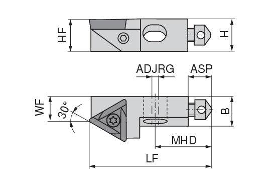 Ceratizit SHORT CLAMP HOLDER UKS8-804-30R CoreLine Clamping 30° TO.X 6283711030 (0756312)