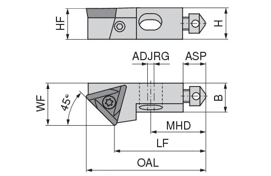 Ceratizit SHORT CLAMP HOLDER UKS6-803-45R CoreLine Clamping 45° TO.X 6283710945 (0756310)