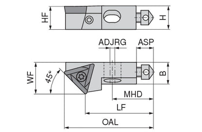 Ceratizit SHORT CLAMP HOLDER UKS6-803-45R CoreLine Clamping 45° TO.X 6283710945 (0756310)