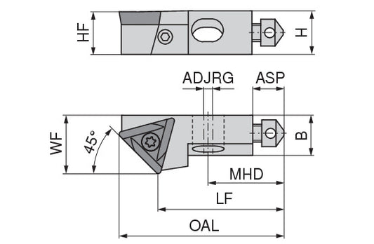 Ceratizit SHORT CLAMP HOLDER UKS6-803-45R CoreLine Clamping 45° TO.X 6283710945 (0756310) [SKU:6283710945]