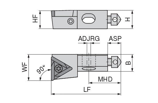 Ceratizit SHORT CLAMP HOLDER UKS6-803-90R CoreLine Clamping 90° TO.X 6283710990 (0756306)