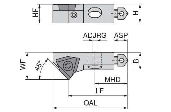 Ceratizit SHORT CLAMP HOLDER UKS8-802-45R38 CoreLine Clamping 45° WO.X 6283910545 (0756344)