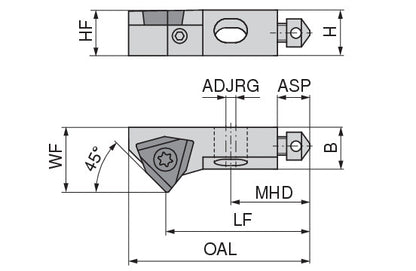 Ceratizit SHORT CLAMP HOLDER UKS8-802-45R38 CoreLine Clamping 45° WO.X 6283910545 (0756344)