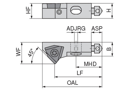 Ceratizit UKS8-818-45 R 32 Cartridge CoreLine Short Clamping Holder 45° WO.X 6283910445 (0756346) [SKU:6283910445]