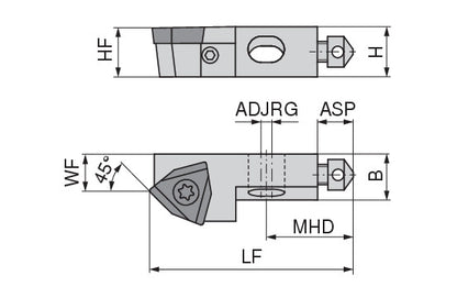 Ceratizit SHORT CLAMP HOLDER UKS8-802-II-45R38 CoreLine Clamping 45° WO.X 6283910546 (0756347)