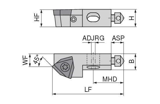 Ceratizit SHORT CLAMP HOLDER UKS16-810-II-45°-R48 KOMET MicroKom Short Clamping Holder WO.X 6283910745 (0756348)