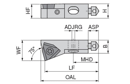Ceratizit SHORT CLAMP HOLDER UKS8-802-75R38 CoreLine Clamping 75° WO.X 6283910575 (0756341)