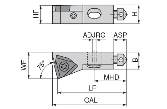 Ceratizit SHORT CLAMP HOLDER UKS8-802-75R38 CoreLine Clamping 75° WO.X 6283910575 (0756341) [SKU:6283910575]