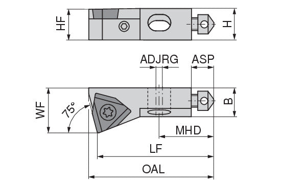 Ceratizit SHORT CLAMP HOLDER UKS16-810-75R48 KOMET MicroKom Short Clamping Holder 75° WO.X 6283910775 (0756343)