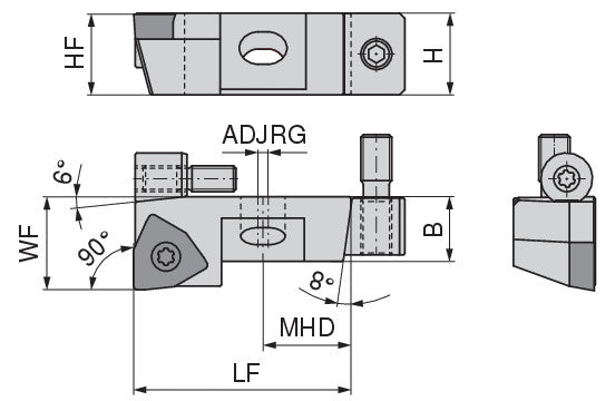 Ceratizit SHORT CLAMP HOLDER UKS10WOHX05T3 90°AX/R CoreLine - Clamping - WO.X 6283930591 (0756340)