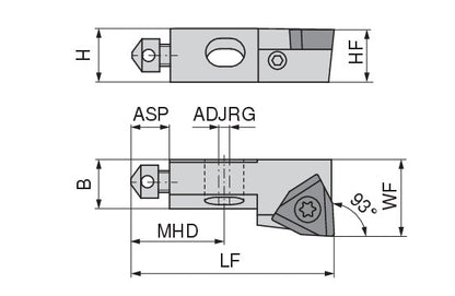 Ceratizit SHORT CLAMP HOLDER UKS10-801-93L38 CoreLine Clamping 93° WO.X 6283920693 (0756330)