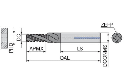 Ceratizit SGF.M8.2D.HA.8.IK AlTiN CoreLine - Shank Thread Milling Cutter - 5053108000 (0758649)