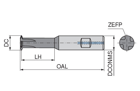 Ceratizit MKG M4 XSR <3,0D IK TiCN HB6 CoreLine - Shank Thread Milling Cutter - HR 5054704000 (0758627)