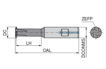 Ceratizit MKG M4 XSR <3,0D IK TiCN HB6 CoreLine - Shank Thread Milling Cutter - HR 5054704000 (0758627)
