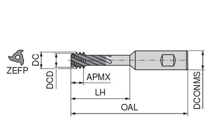 Ceratizit H.M5X0,8.HB.6.3,2.11,6 TIALN CoreLine - Circular Drill Thread Milling Cutter - ZBGF 50840050 (0769604)
