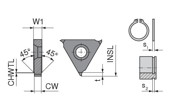 Ceratizit S300.03.1,18.10,6.0,5.MKB TI500 CoreLine - Milling Insert For circlip Grooves With Chamfer - System 50852302 (0769661)