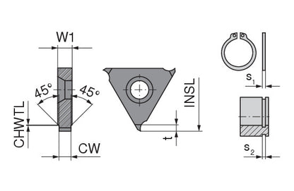 Ceratizit S300.01.3,32.23,0.1,75.MKB TI500 CoreLine - Milling Insert For circlip Grooves With Chamfer - System 50852329 (0769679)